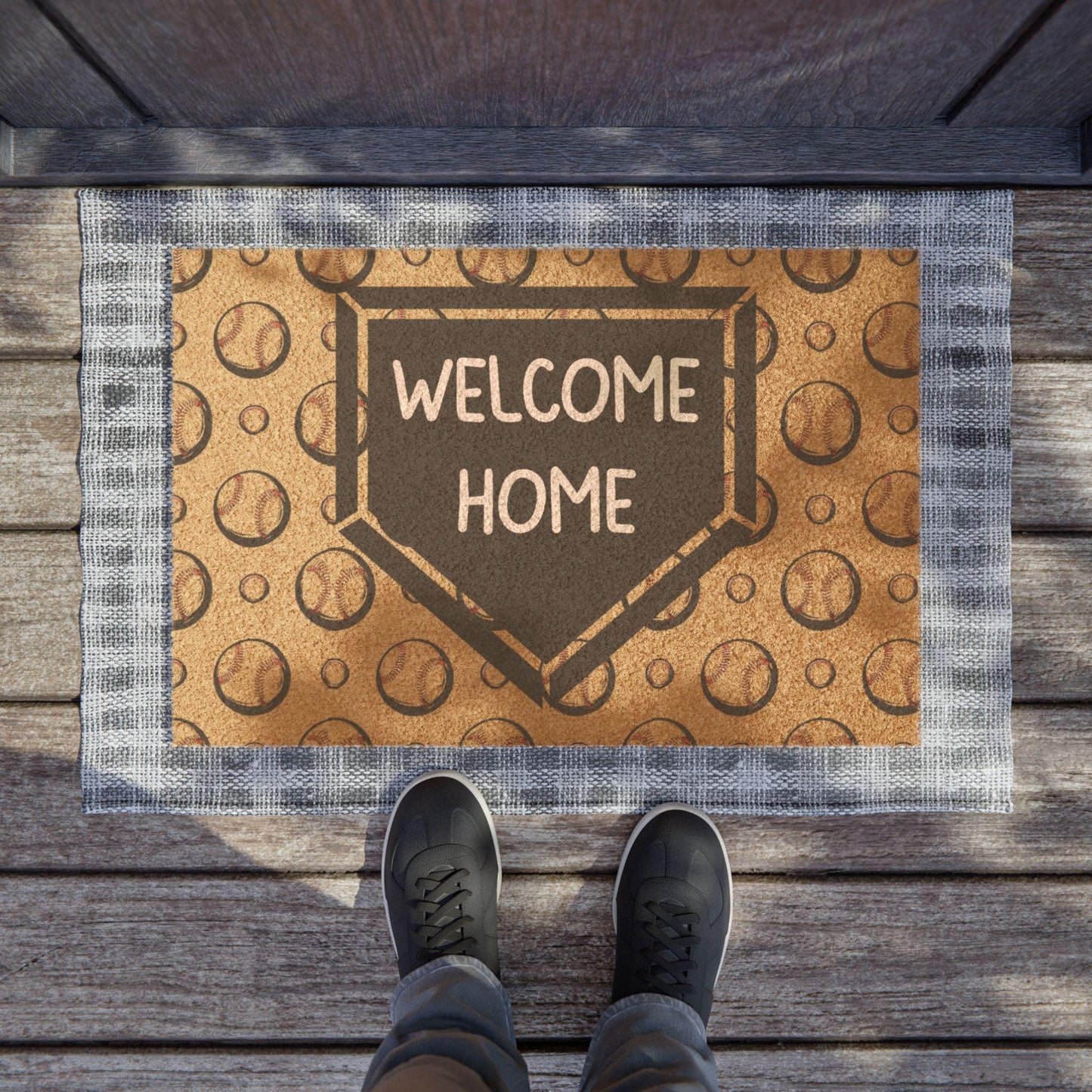 Baseball Doormat, Sports Welcome Home Mat, Baseball Fan Gift, Sports Themed Entry Rug, Home Plate Entrance Mat