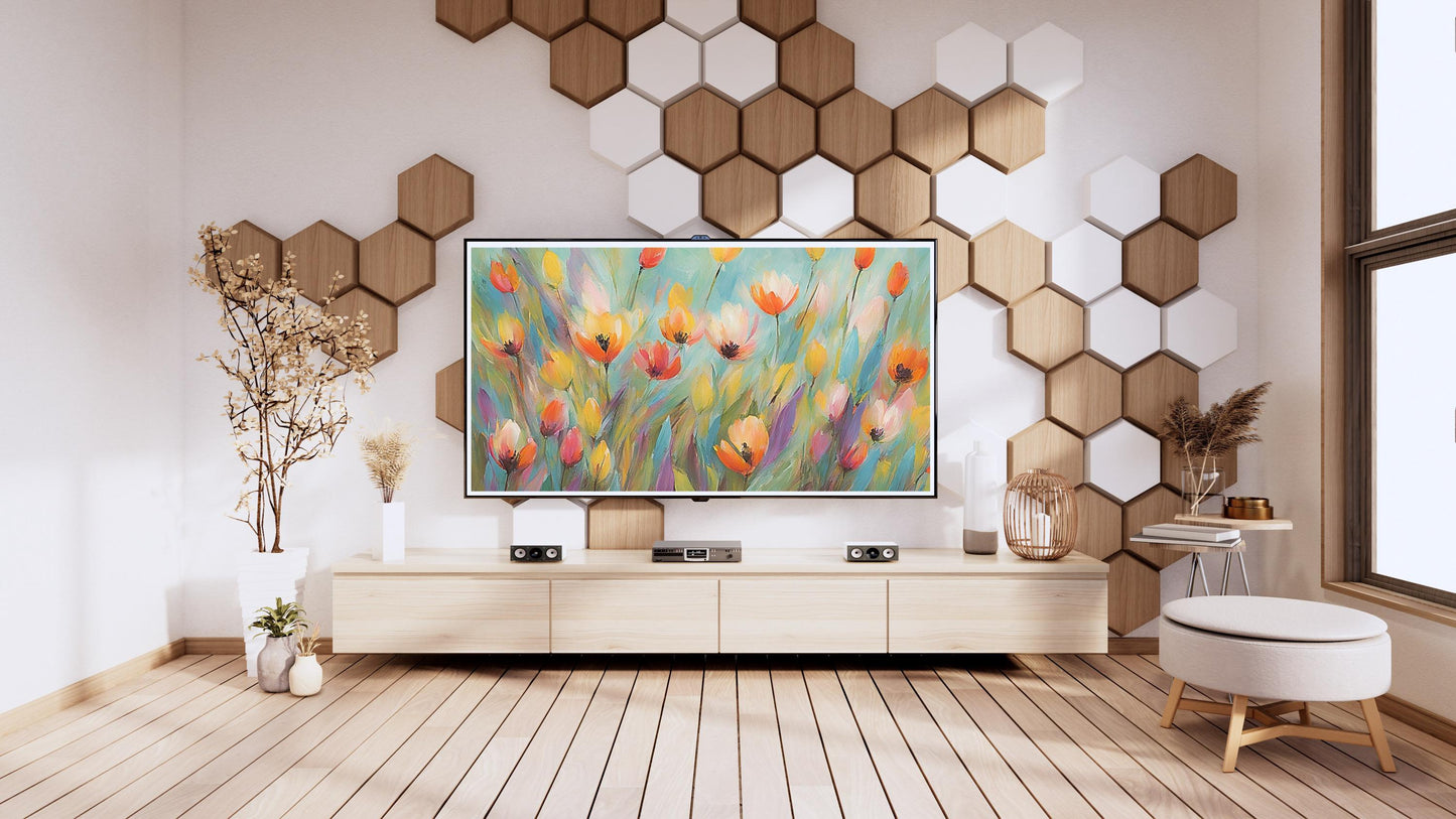 Frame Tv Spring Art | Floral Painting Digital Download Art File | Spring Flowers Art for Frame Tv