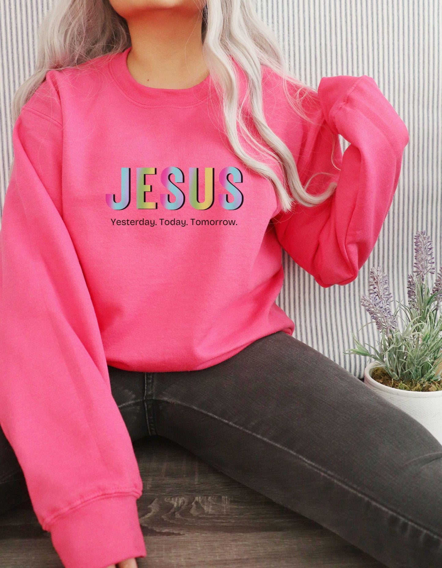 Jesus Yesterday Today Tomorrow PNG file COLORFUL, Church Girl, Love {Sublimation, Prints, Cricut, Silhouette} Bible Quotes