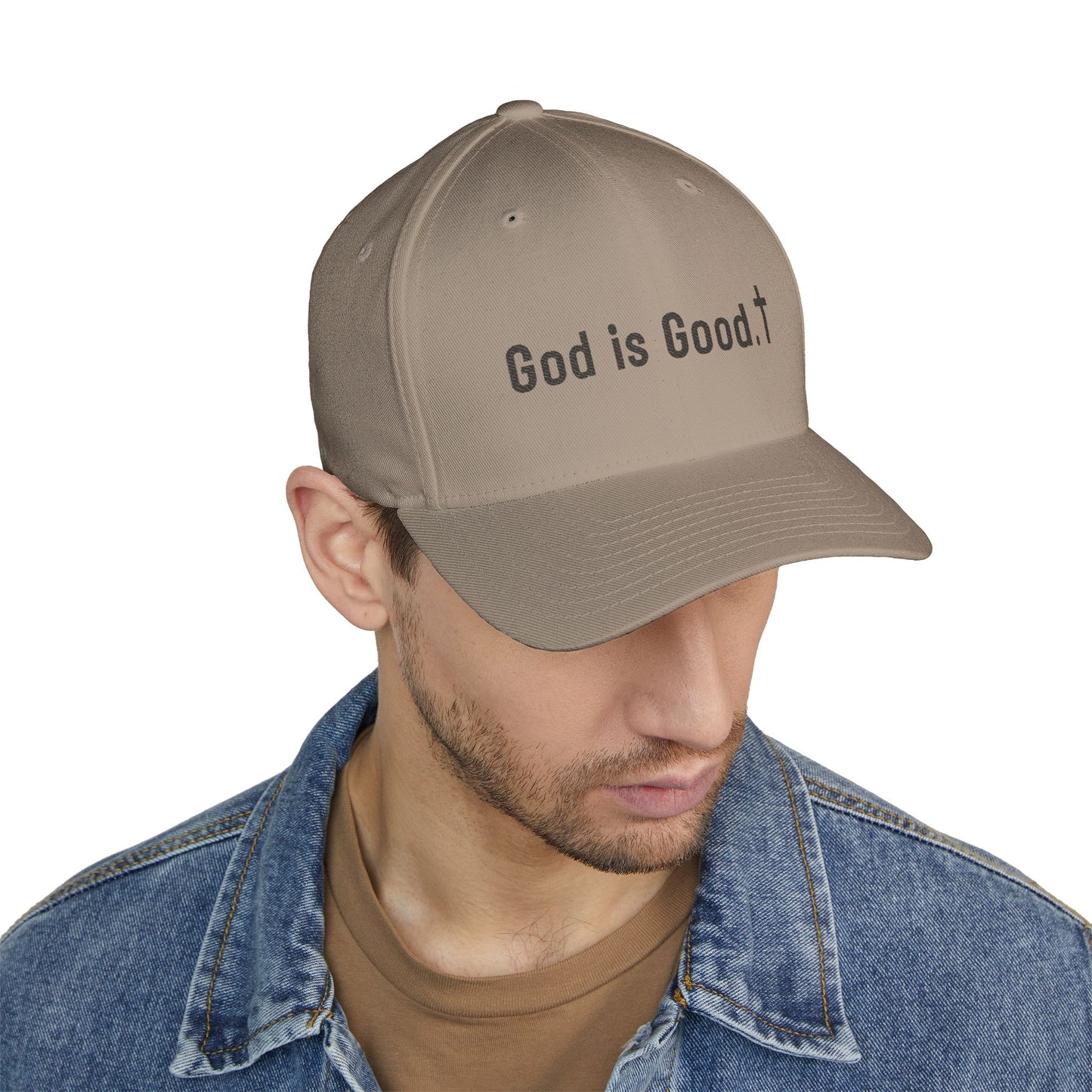 Embroidered Cap - "God is Good" White Baseball Hat