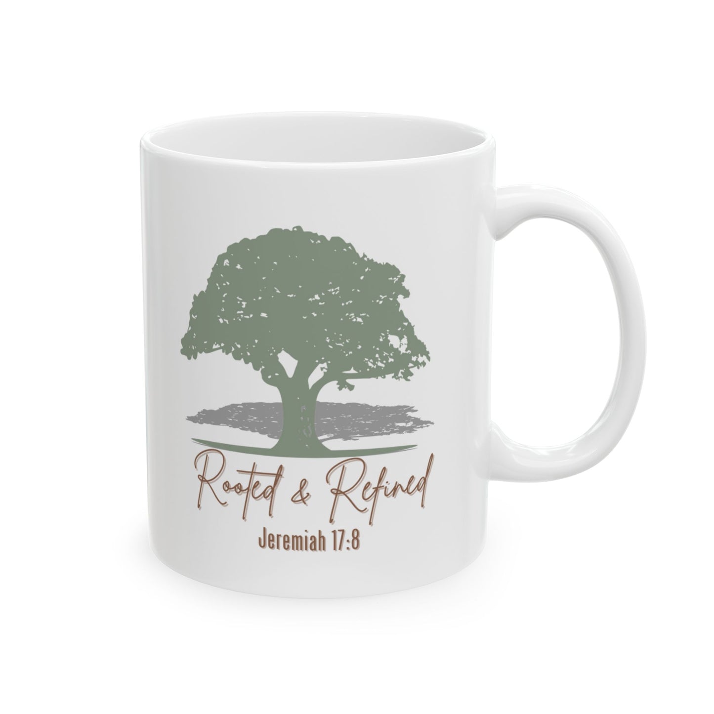 Rooted & Refined - Jeremiah 17:8 Rustic Tree Ceramic Mug - 11oz & 15oz - Perfect for Nature Lovers & Cozy Mornings