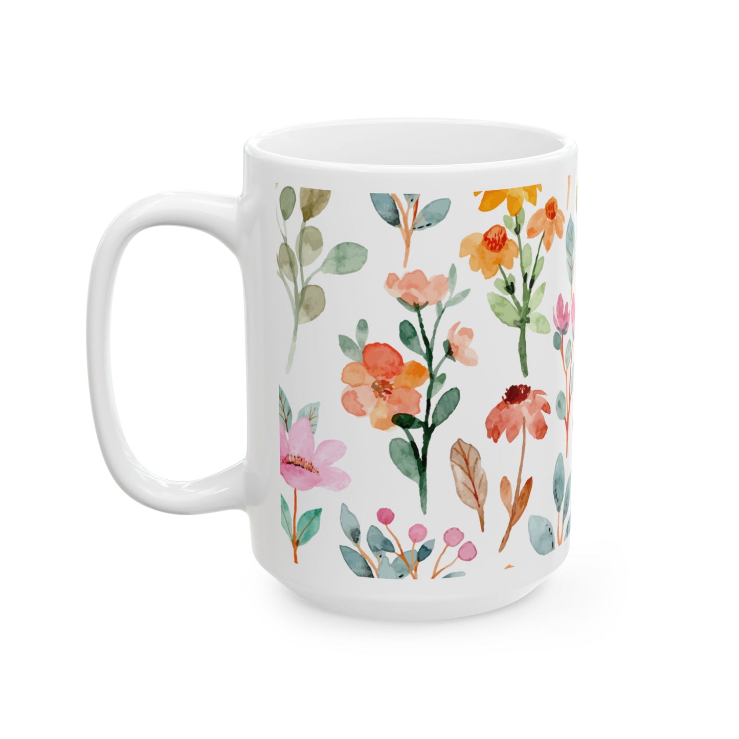 Floral Inspirational Ceramic Mug "She is Clothed with Strength & Dignity" - 11oz & 15oz