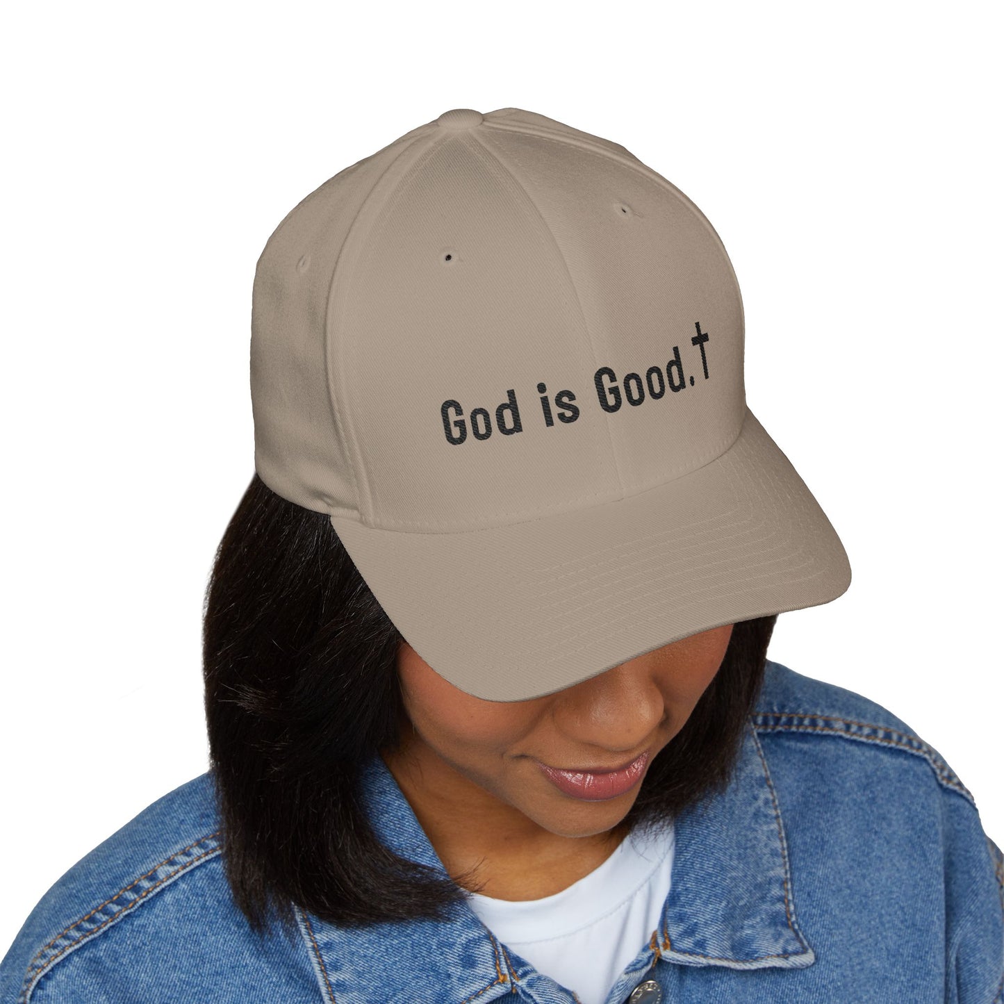 Embroidered Cap - "God is Good" White Baseball Hat