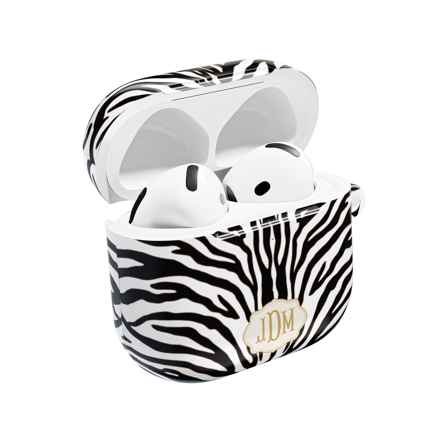 Zebra Stripes Monogram AirPod Cases | Black White Animal Print