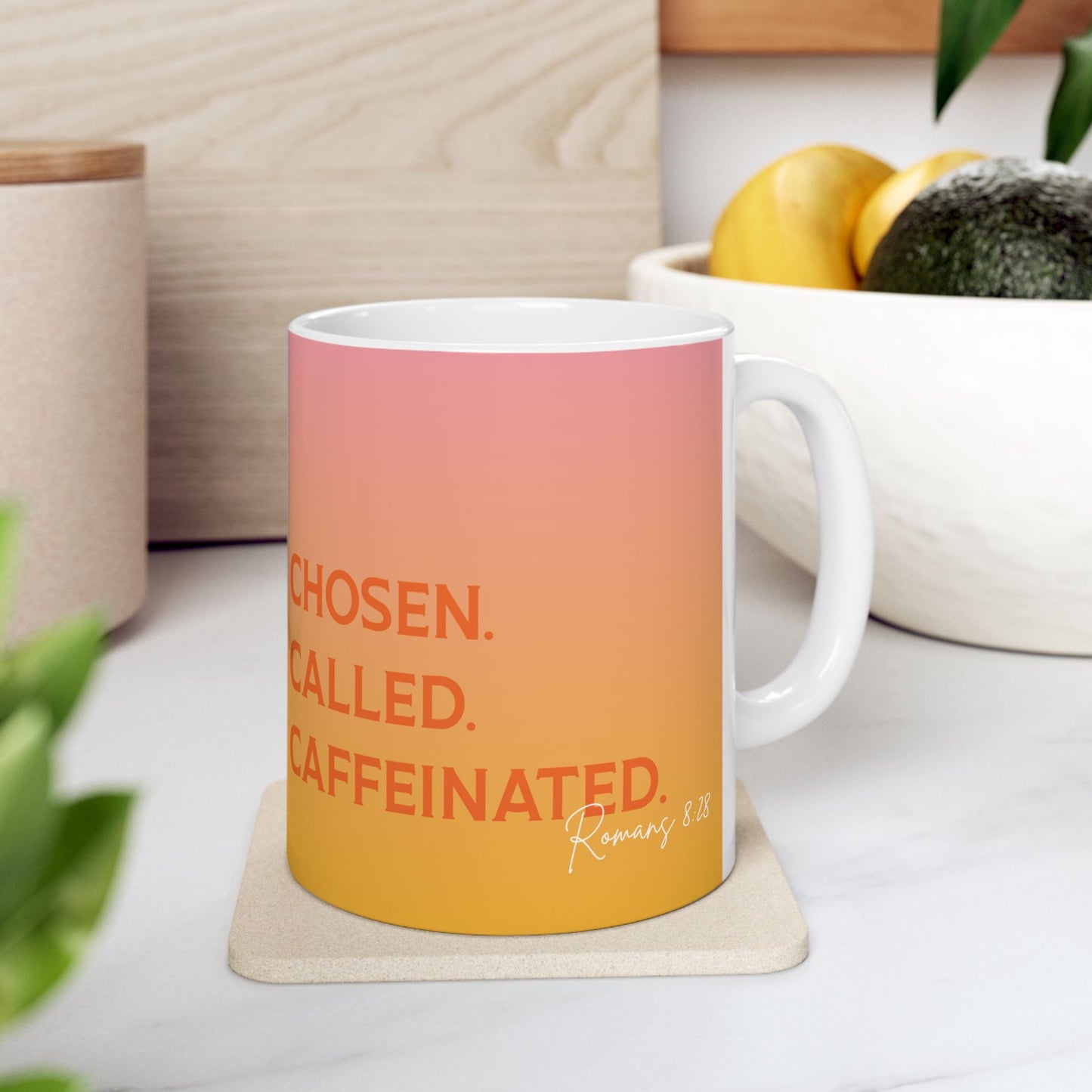 Chosen Called Caffeinated Romans 8:28 Ceramic Coffee Mug (11oz, 15oz)
