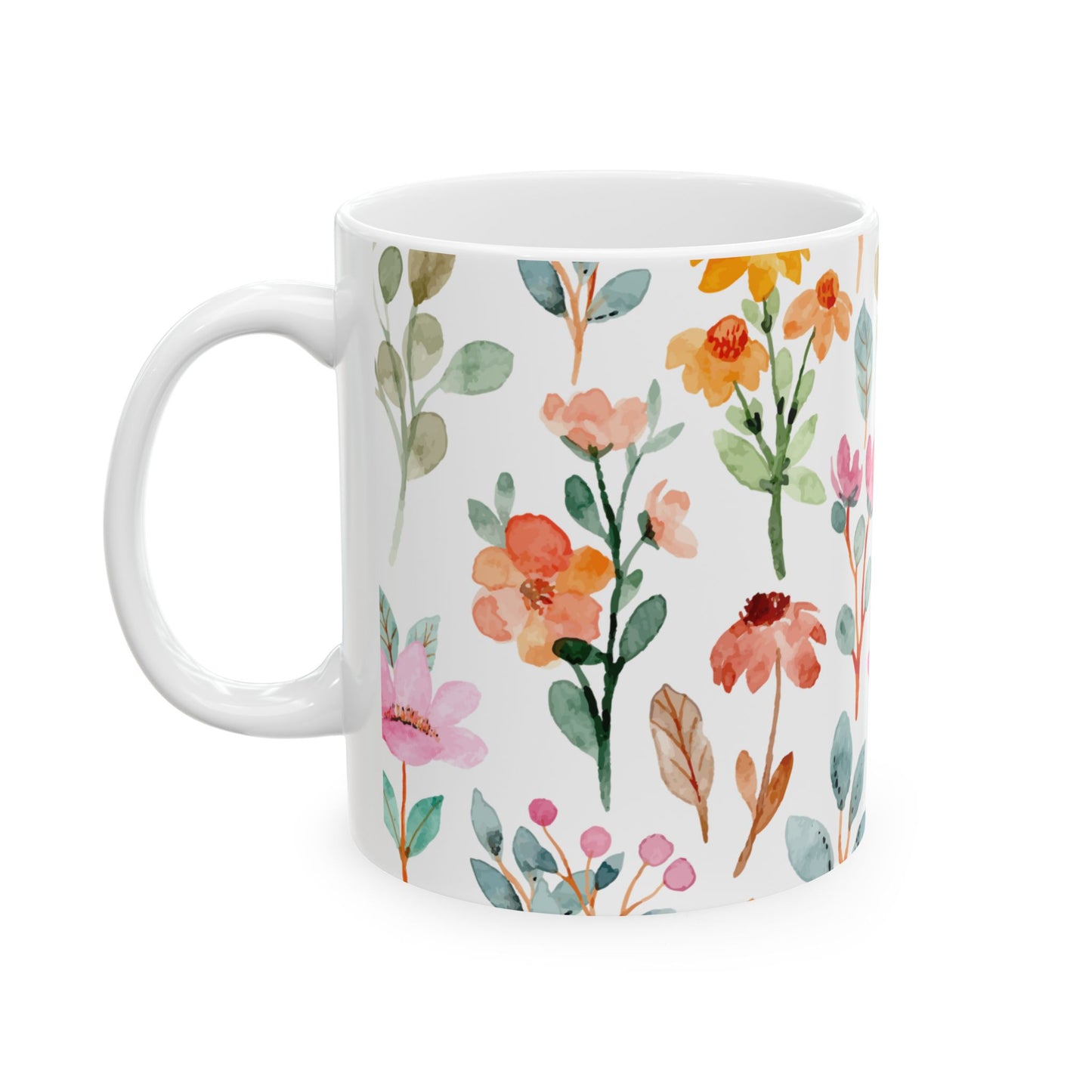 Floral Inspirational Ceramic Mug "She is Clothed with Strength & Dignity" - 11oz & 15oz