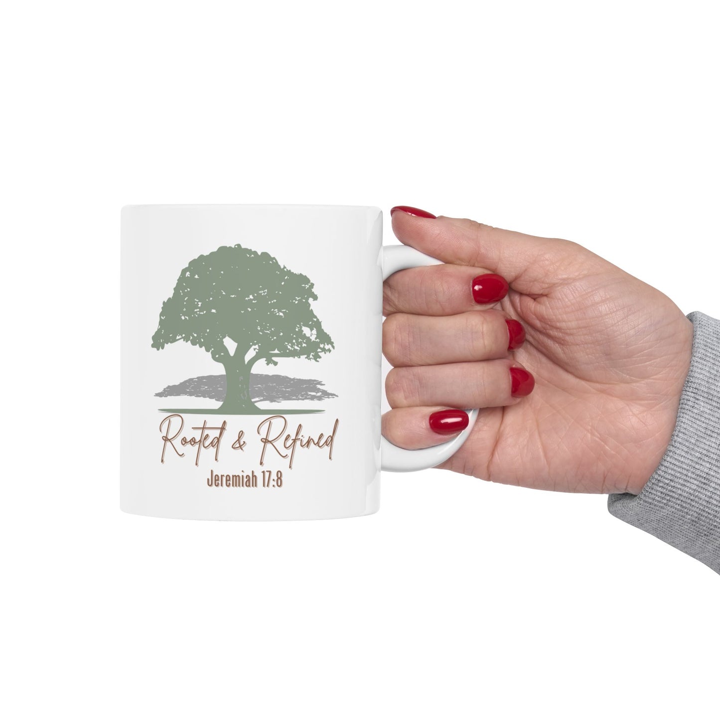 Rooted & Refined - Jeremiah 17:8 Rustic Tree Ceramic Mug - 11oz & 15oz - Perfect for Nature Lovers & Cozy Mornings