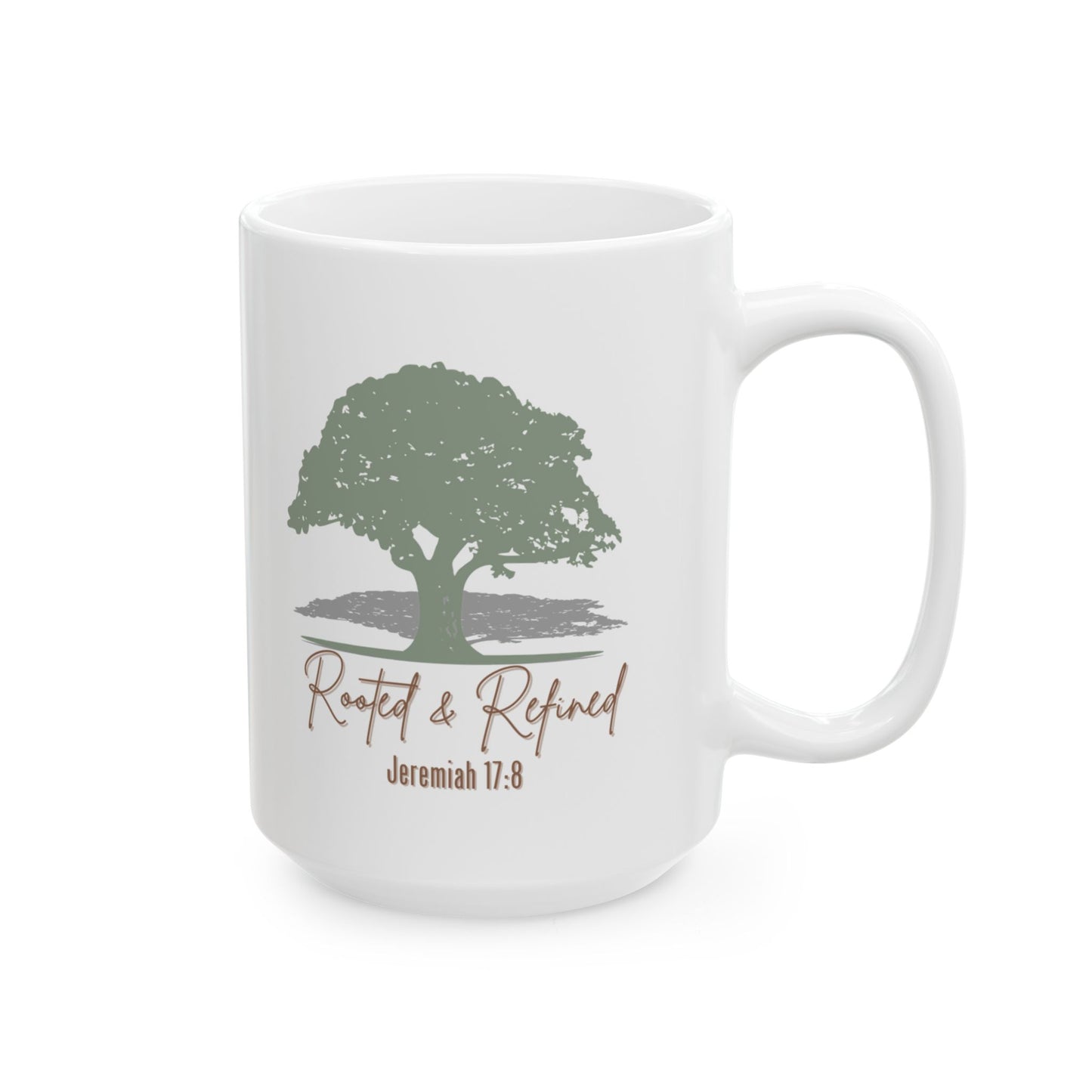 Rooted & Refined - Jeremiah 17:8 Rustic Tree Ceramic Mug - 11oz & 15oz - Perfect for Nature Lovers & Cozy Mornings