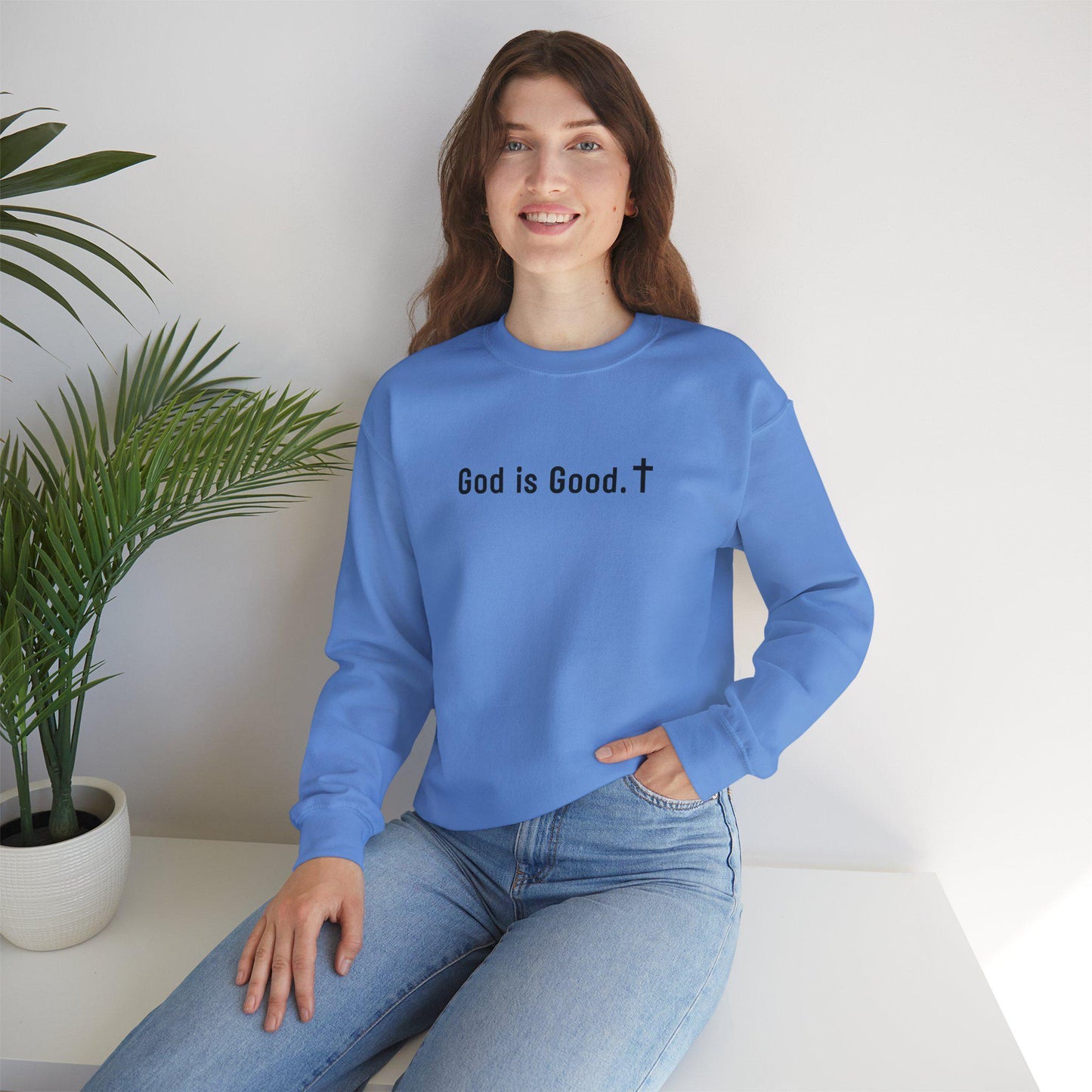 Faith-Inspired "God is Good" Unisex Crewneck Sweatshirt, Cozy Christian Apparel, Religious Sweatshirt, Casual Everyday Wear