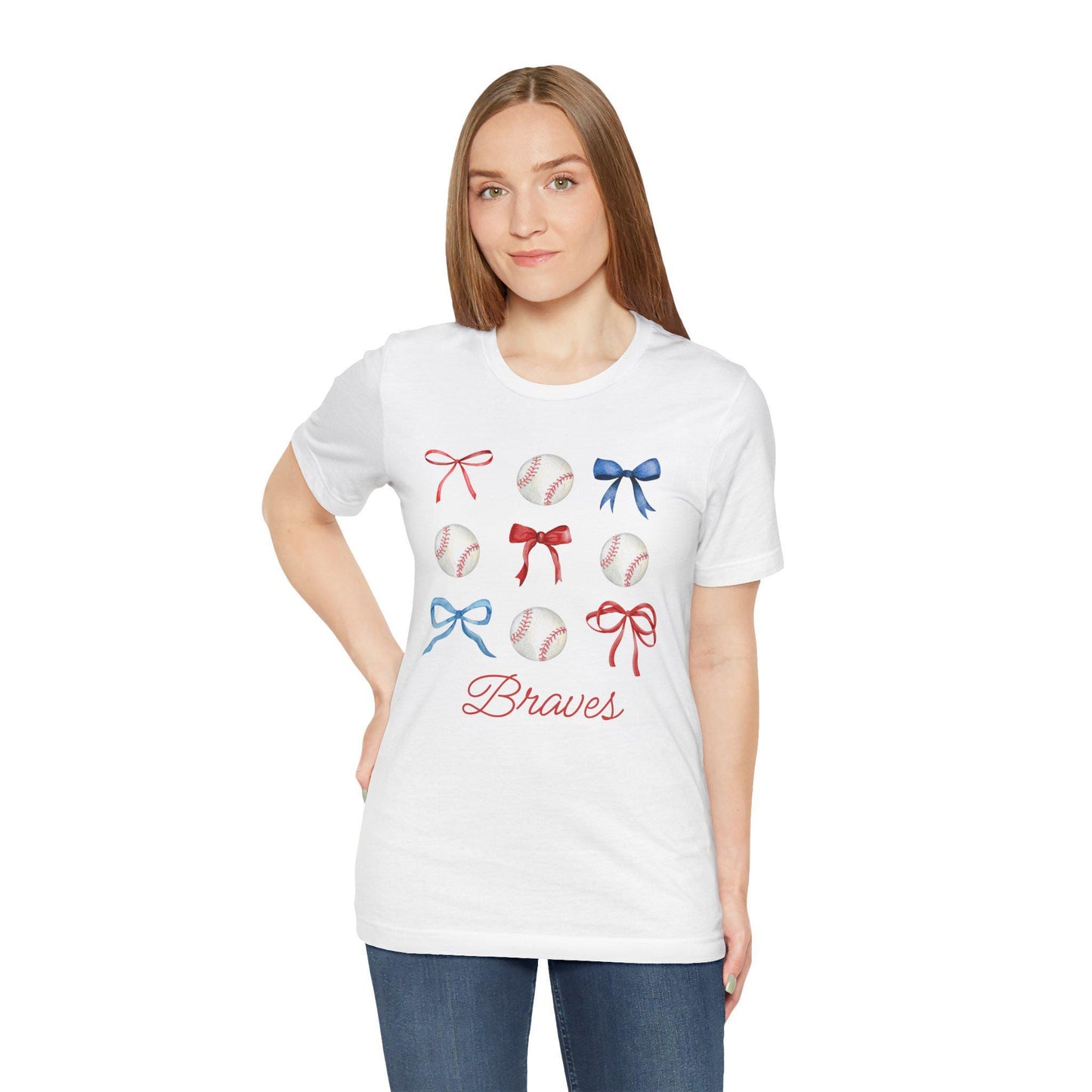 Baseball Bow Graphic Tee, Cute Sports Shirt for Fans, Perfect as Gift for Softball Players, Ideal for Birthdays and Game Days