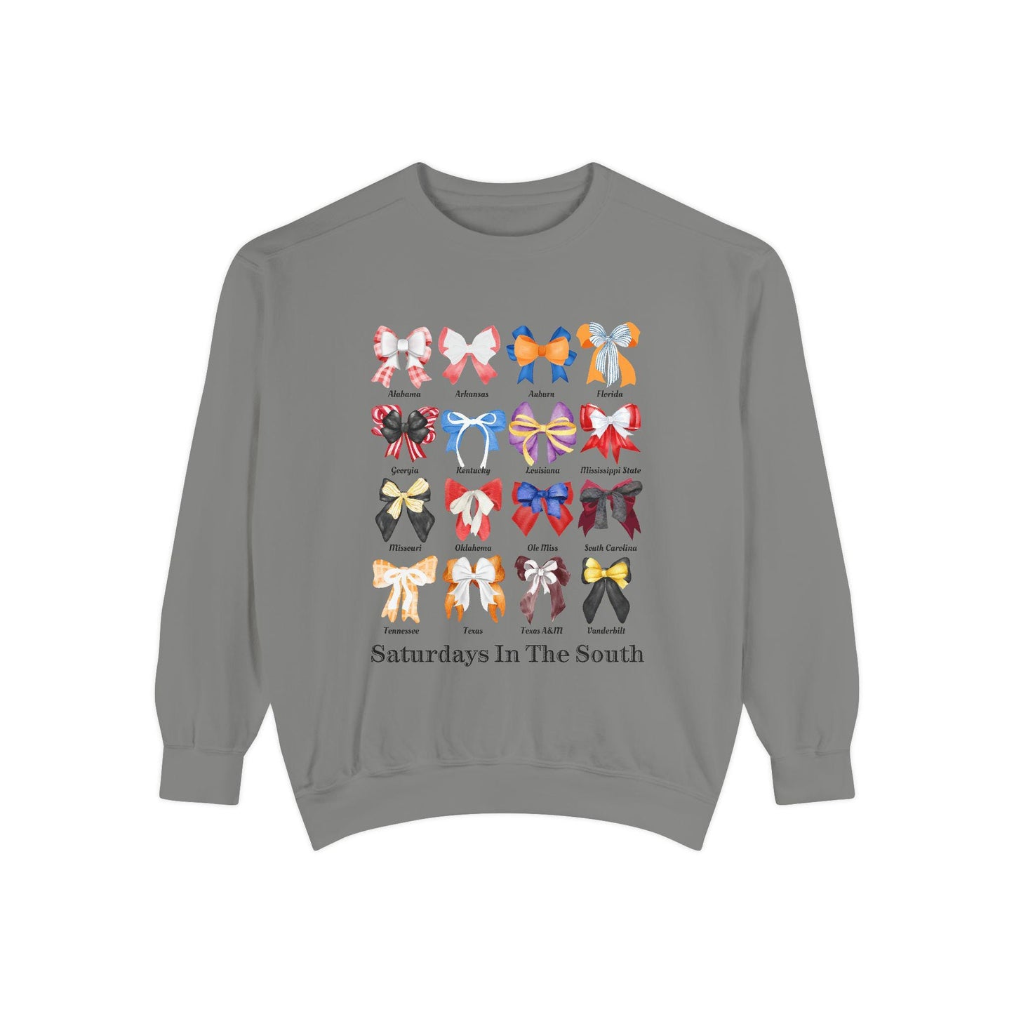 Saturdays in the South FOOTBALL SEC Bows Unisex Comfort Colors Sweatshirt