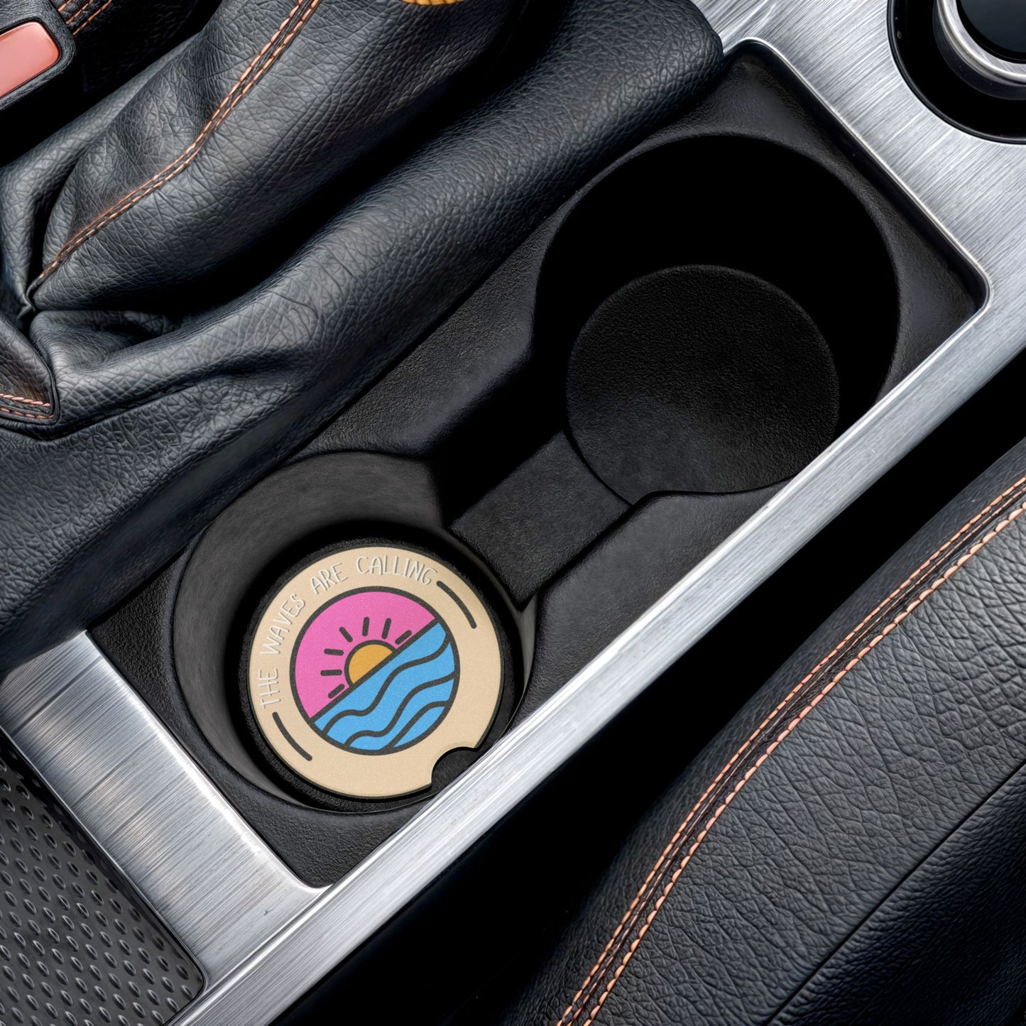 Beach Vibe Car Coaster | Summer Car Accessory, Gift for Travelers, Cute Coasters, Coastal Decor, Fun Car Accessories