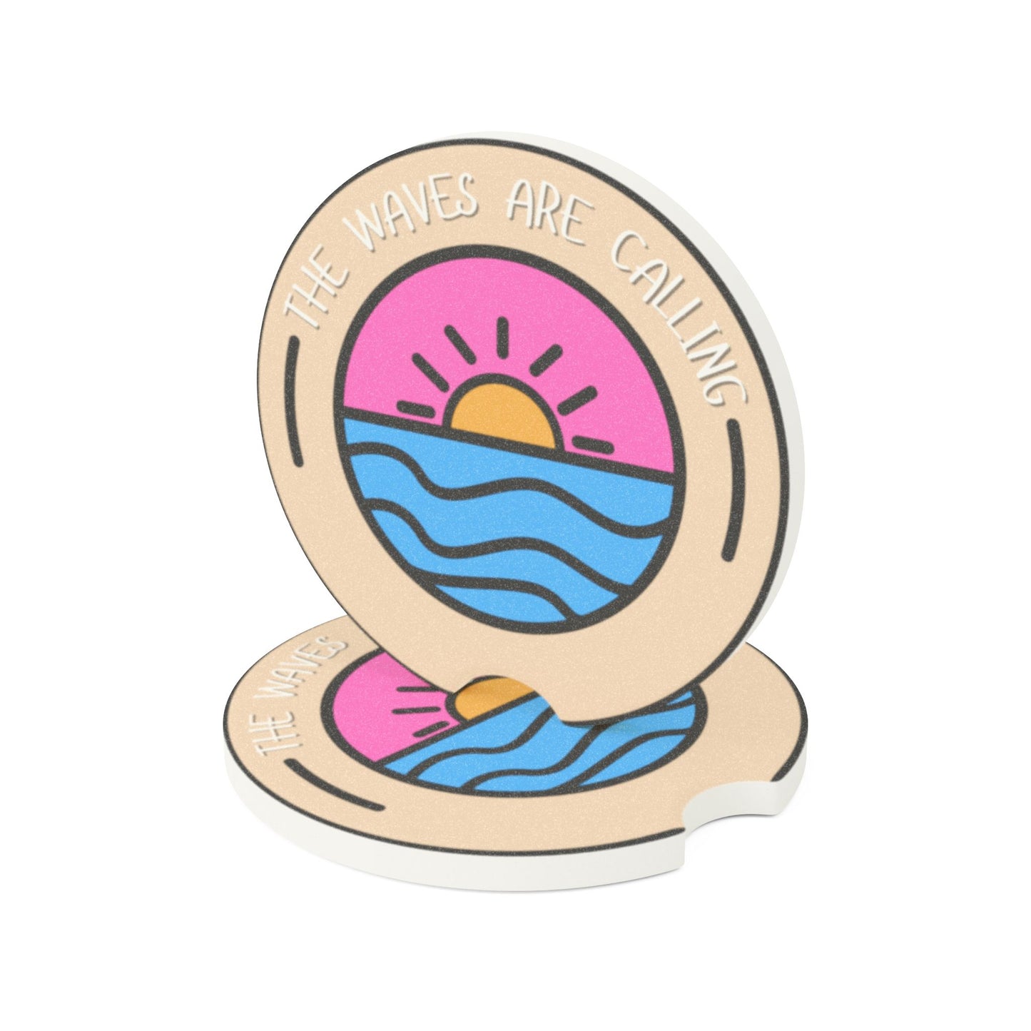 Beach Vibe Car Coaster | Summer Car Accessory, Gift for Travelers, Cute Coasters, Coastal Decor, Fun Car Accessories