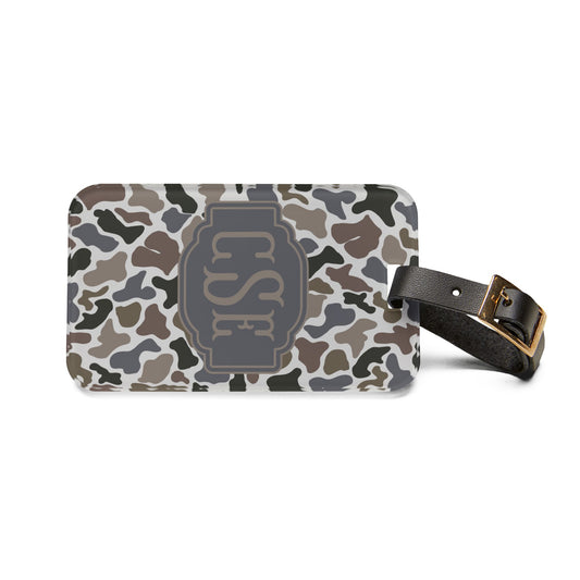 Monogrammed Camouflage Luggage Tag | Personalized Initials Travel Tag I Stocking Stuffers for Men