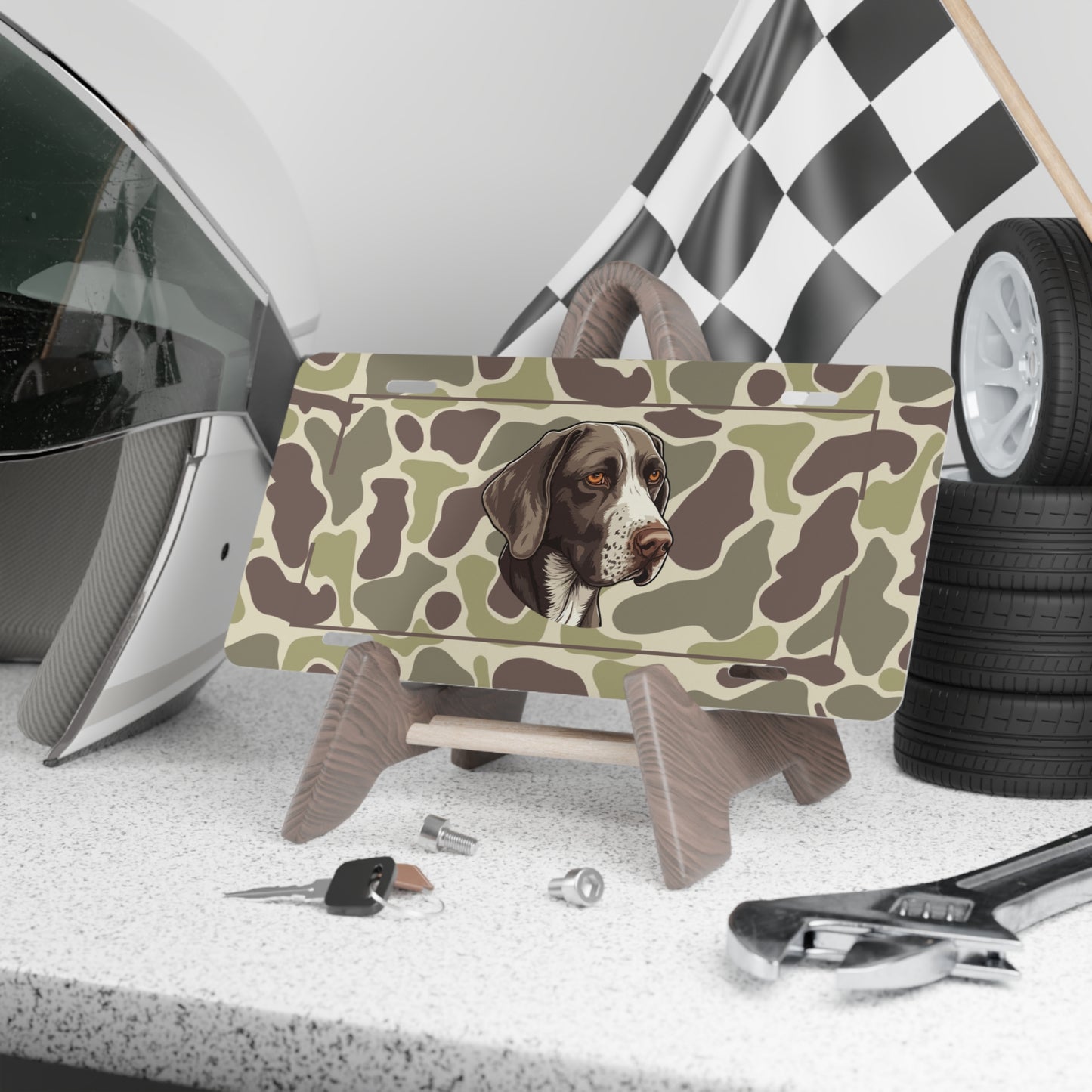 German Shorthaired Pointer Camo Vanity Plate | Custom Pet License Plate, Car Accessory for Dog Lovers, Unique Gift for Pet Owners, Car Decor