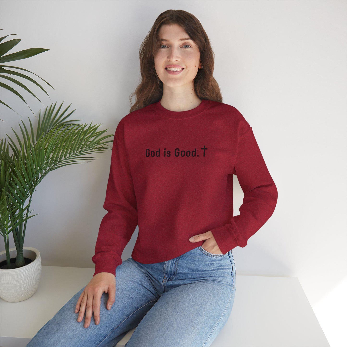 Faith-Inspired "God is Good" Unisex Crewneck Sweatshirt, Cozy Christian Apparel, Religious Sweatshirt, Casual Everyday Wear