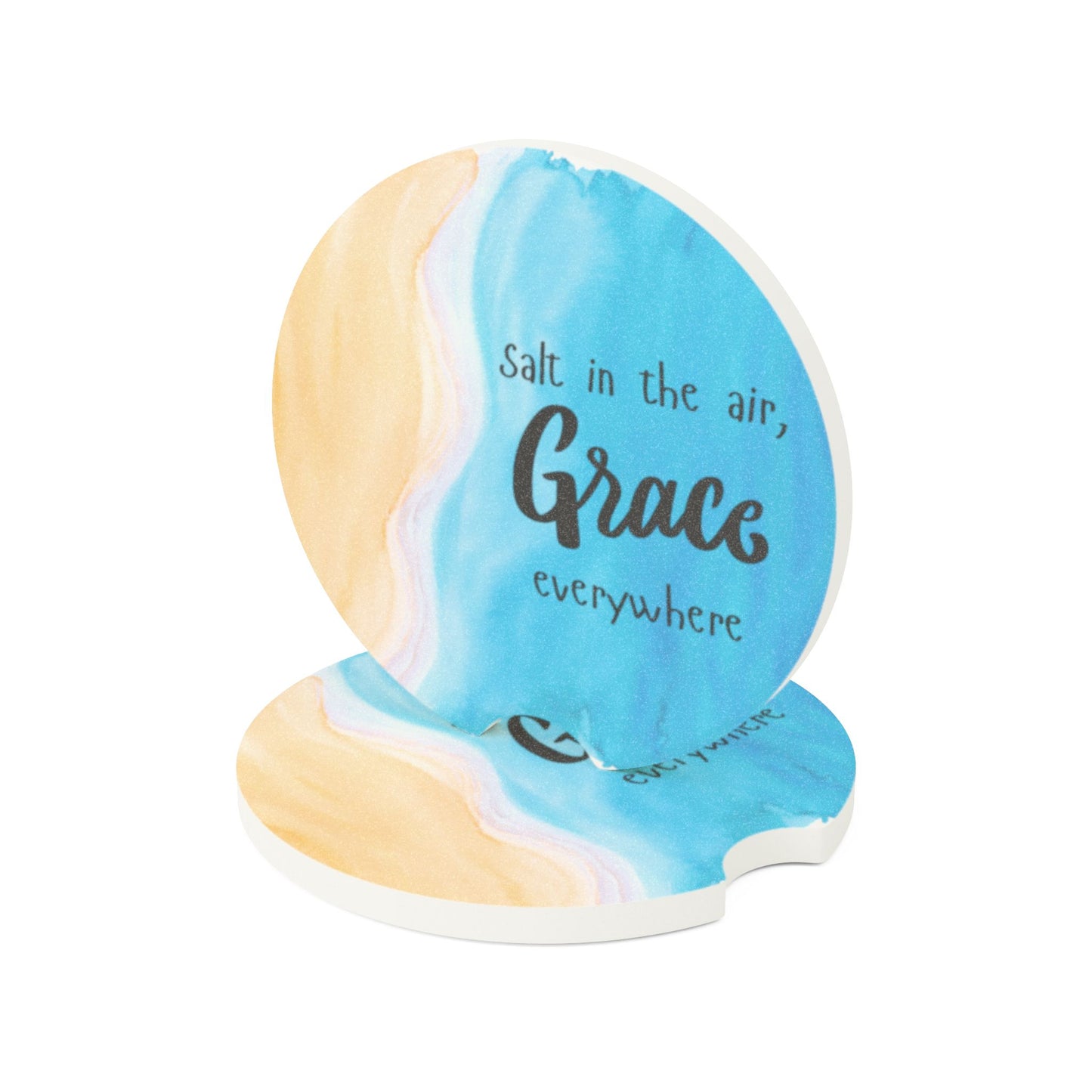 Coastal Soapstone Car Coaster | Salt in the Air, Grace Everywhere | Beach Decor, Car Accessories, Gift for Beach Lovers, Summer Vibes