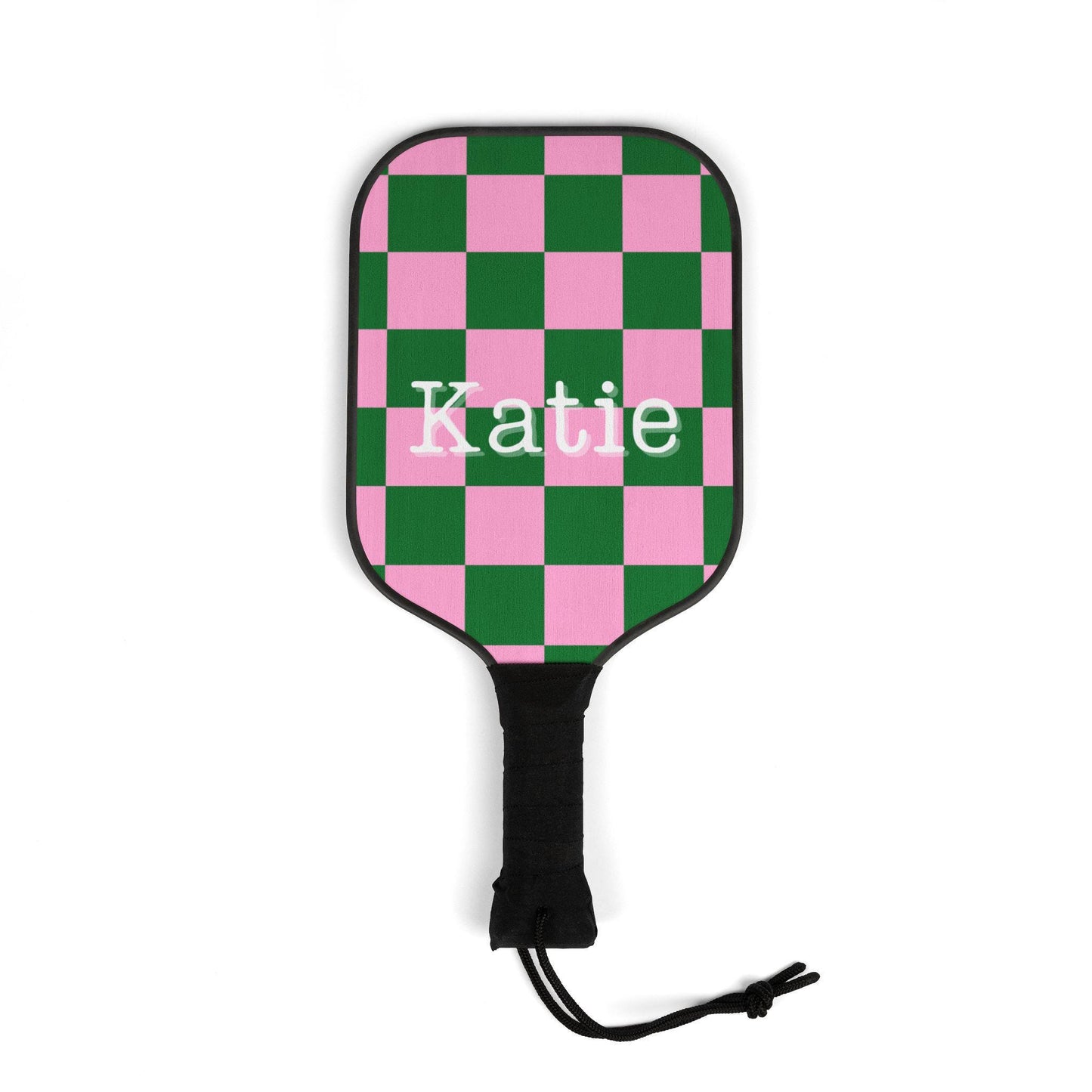 Pickleball Paddle Set - Fun Green and Pink Checkered Design for Pickleball Lovers, Sports Gifts, Active Lifestyle, Summer Fun
