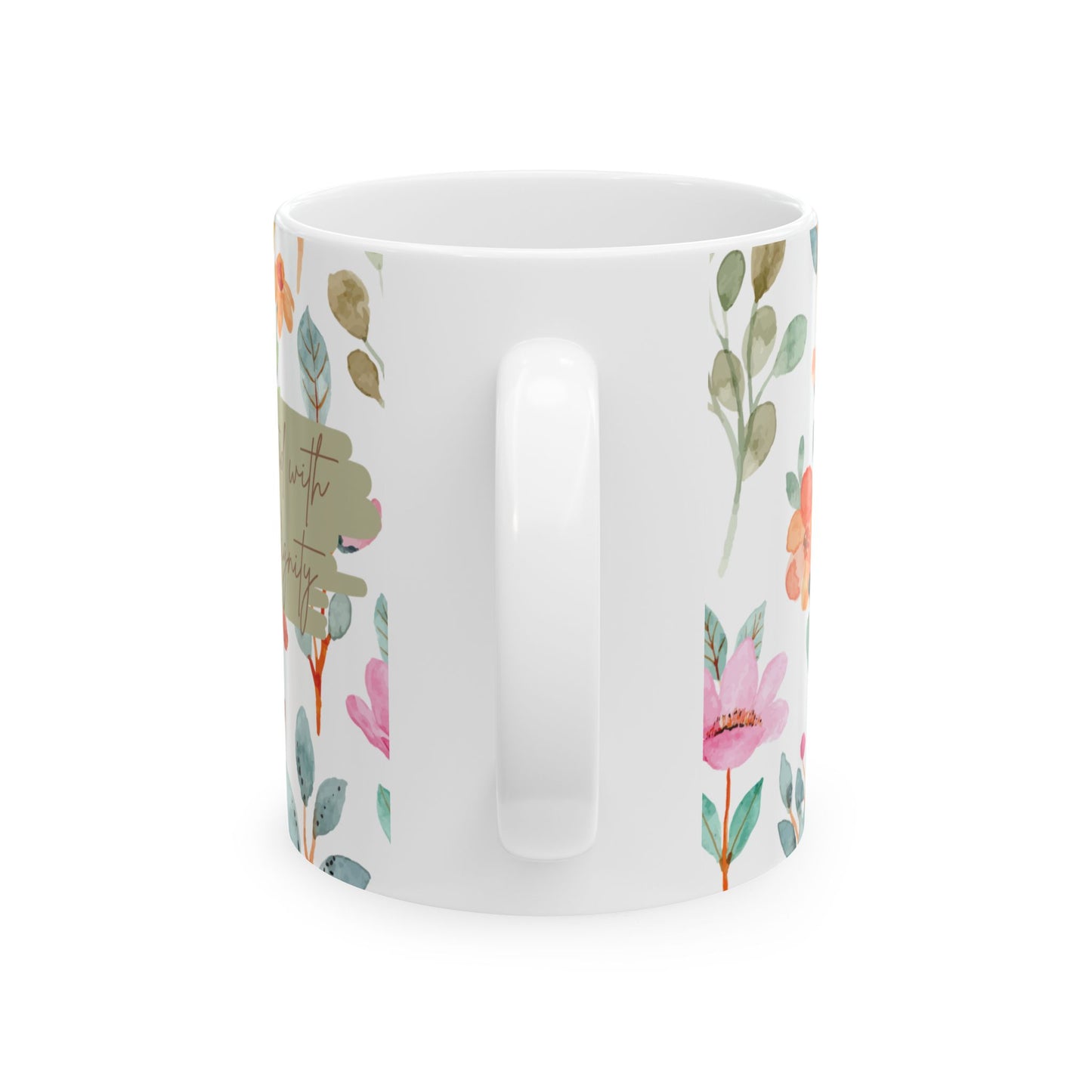Floral Inspirational Ceramic Mug "She is Clothed with Strength & Dignity" - 11oz & 15oz