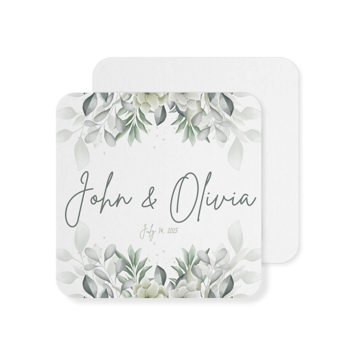 Elegant Personalized Coasters for Weddings and Home, Custom Name & Date Coaster Set, Bridal Shower Gift, Wedding Shower, Wedding Favors