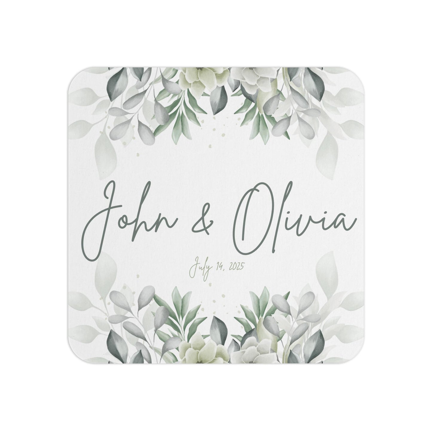 Elegant Personalized Coasters for Weddings and Home, Custom Name & Date Coaster Set, Bridal Shower Gift, Wedding Shower, Wedding Favors
