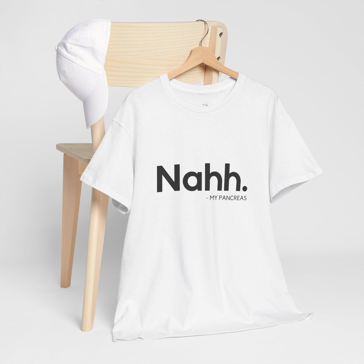 Funny Unisex Heavy Cotton Tee - 'Nahh. My Pancreas' T-Shirt, Gift for Diabetics, Humorous Diabetes Apparel, Casual Outing Tee, Comfortable