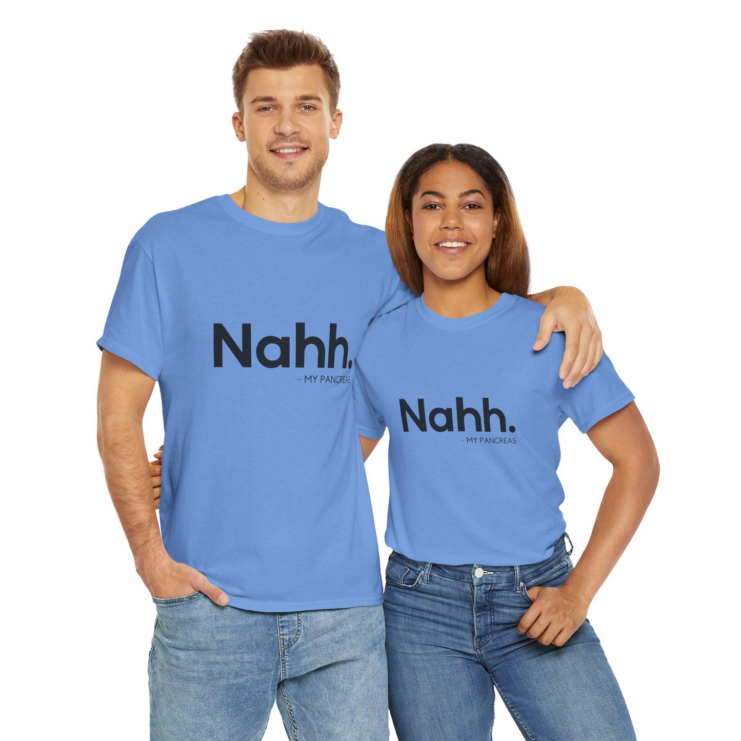 Funny Unisex Heavy Cotton Tee - 'Nahh. My Pancreas' T-Shirt, Gift for Diabetics, Humorous Diabetes Apparel, Casual Outing Tee, Comfortable