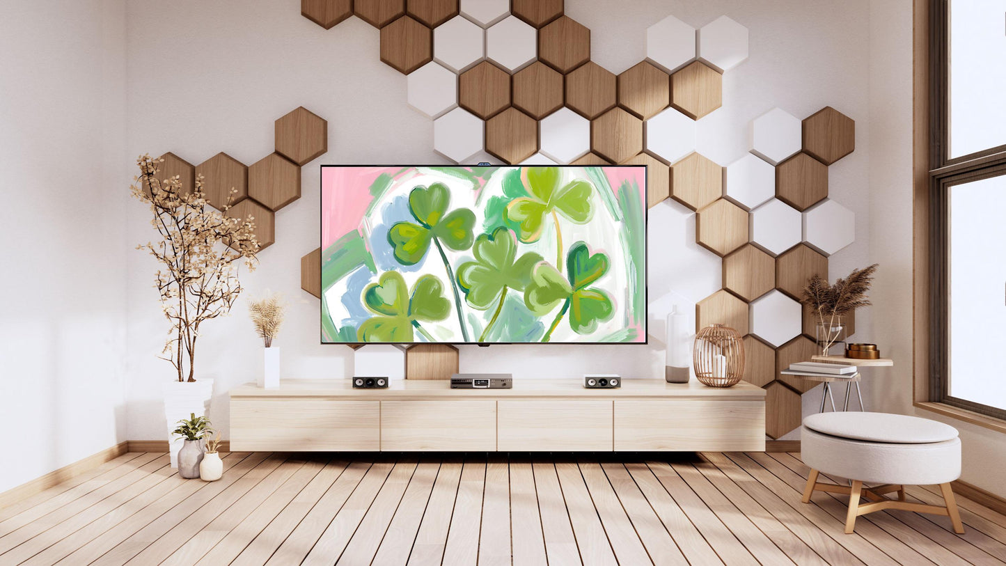 Frame Tv Spring Art | Shamrock Watercolor Digital Download Art File | St. Patrick's Day Art for Frame Tv