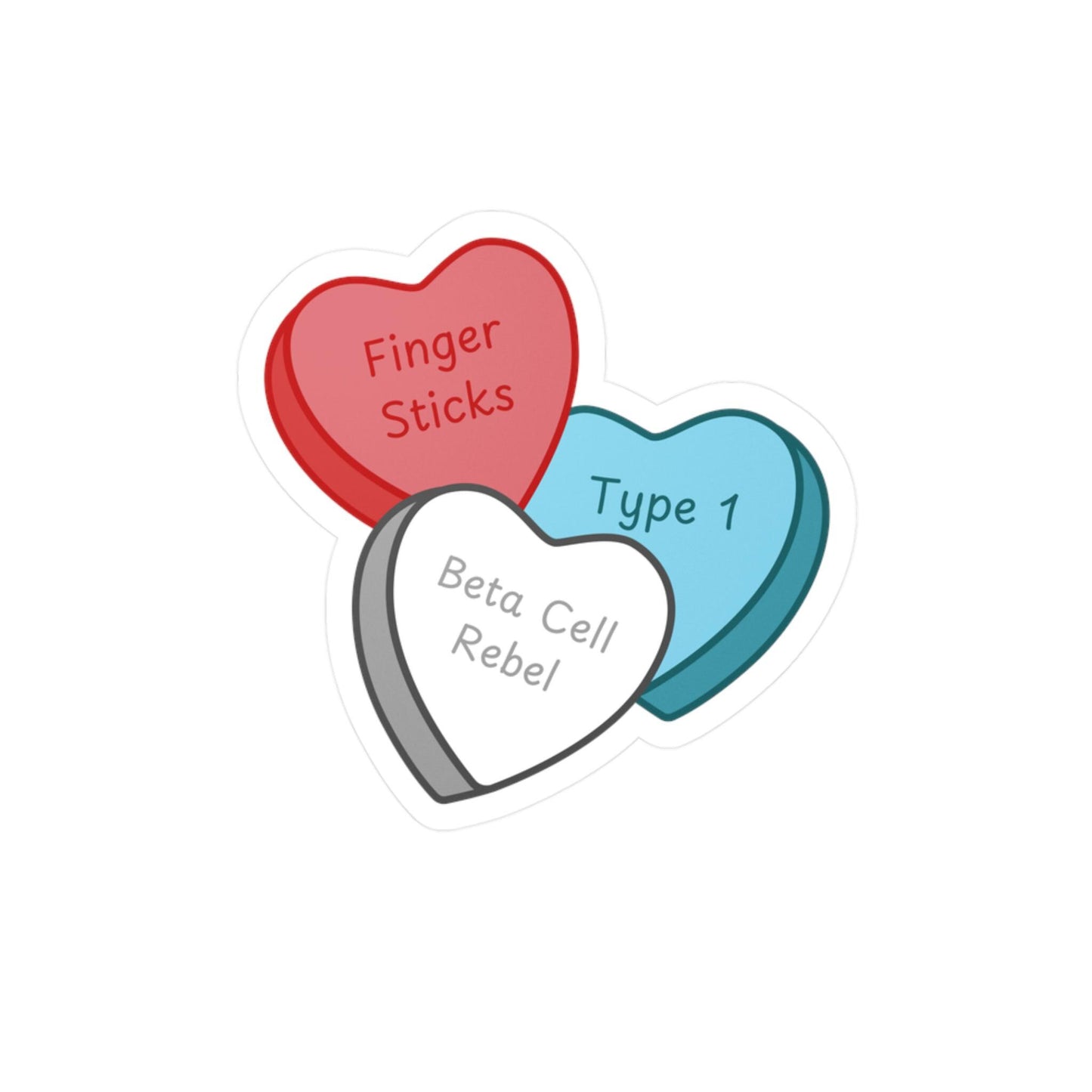 Type 1 Diabetic {Conversation Hearts} Kiss-Cut Vinyl Decals, Journal Sticker