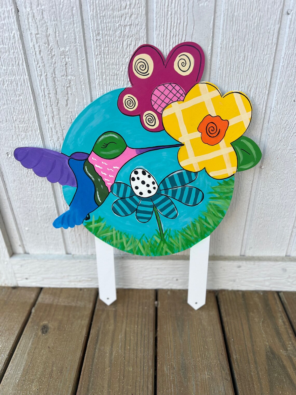 Hummingbird Welcome Yard Stake