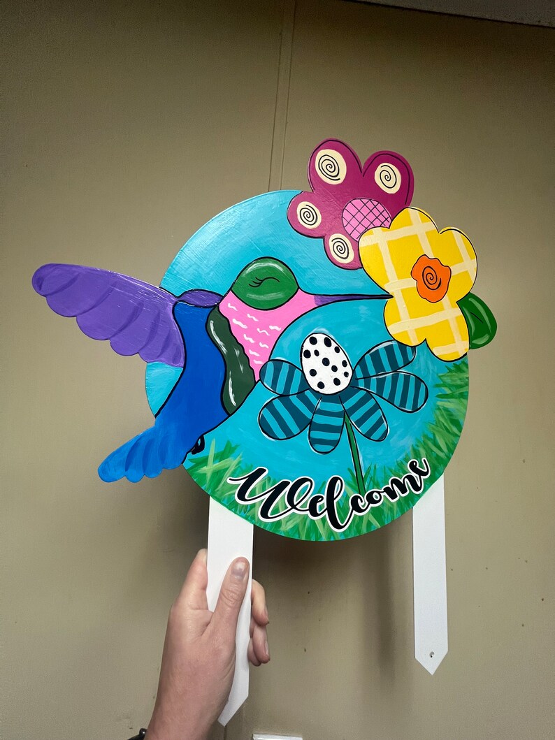 Hummingbird Welcome Yard Stake