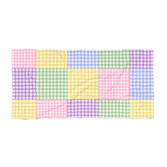 Vibrant Gingham Beach Towel | Colorful Summer Towel for Beach Days, Pool Parties, Picnics, Gifts