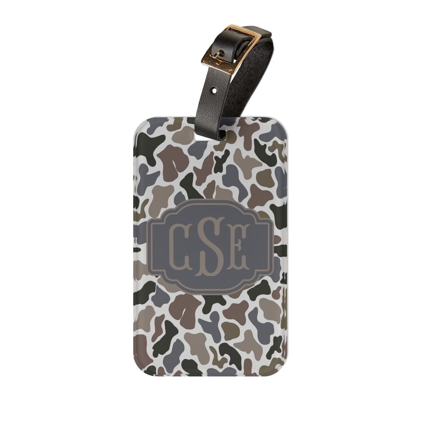 Monogrammed Camouflage Luggage Tag | Personalized Initials Travel Tag I Stocking Stuffers for Men