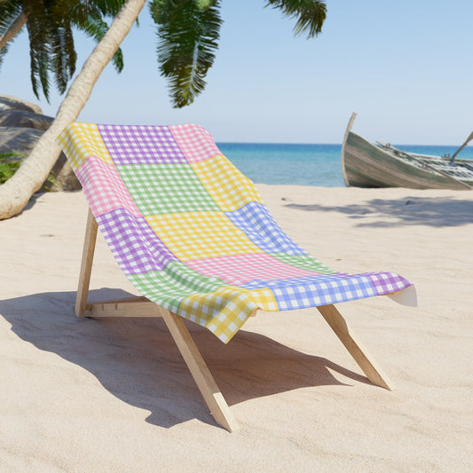 Vibrant Gingham Beach Towel | Colorful Summer Towel for Beach Days, Pool Parties, Picnics, Gifts