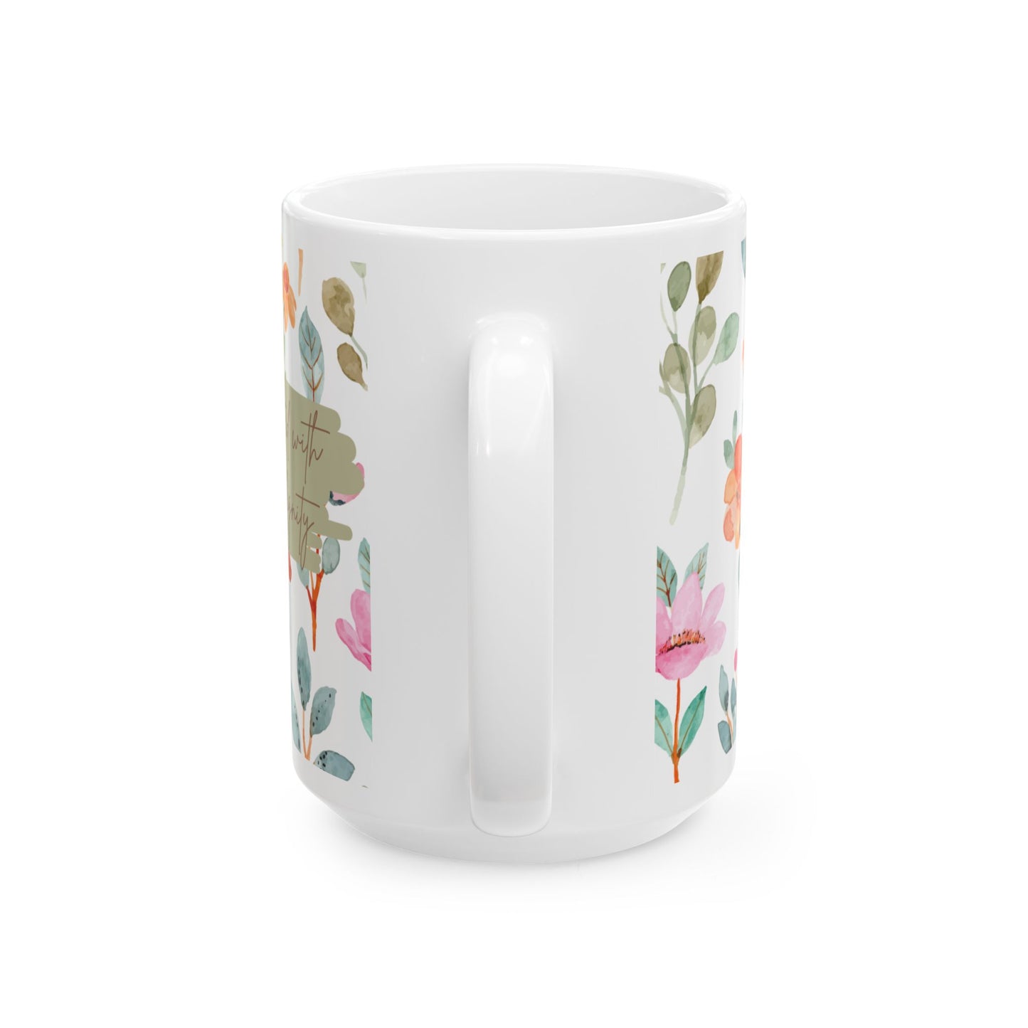 Floral Inspirational Ceramic Mug "She is Clothed with Strength & Dignity" - 11oz & 15oz