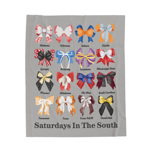 Saturdays in the South Football Bows Throw Blanket