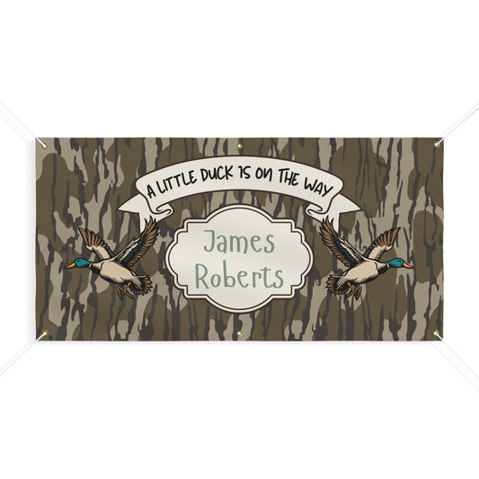 A Little Duck Is On The Way Matte Banner | Baby Shower Nursery Sign