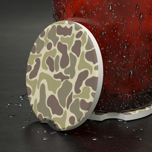 Car Coaster, Duck Camo Pattern Soapstone, Cup Holder Coasters, Absorbent Stone Coaster Set, Vehicle Accessories, Camouflage Design, Auto