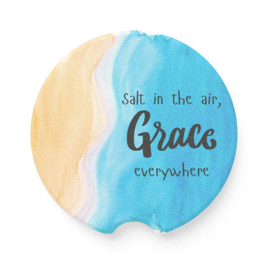 Coastal Soapstone Car Coaster | Salt in the Air, Grace Everywhere | Beach Decor, Car Accessories, Gift for Beach Lovers, Summer Vibes