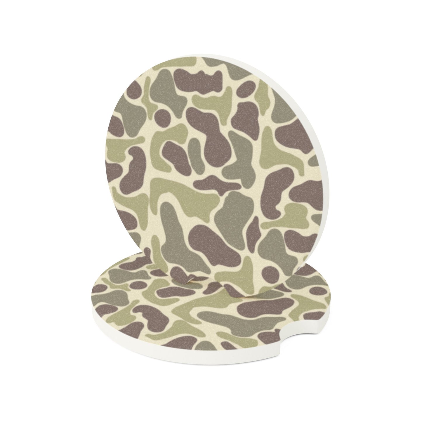 Car Coaster, Duck Camo Pattern Soapstone, Cup Holder Coasters, Absorbent Stone Coaster Set, Vehicle Accessories, Camouflage Design, Auto
