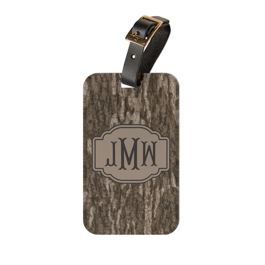 Monogrammed Bottomland Camouflage Luggage Tag | Personalized Initials Travel Tag I Stocking Stuffers for Men
