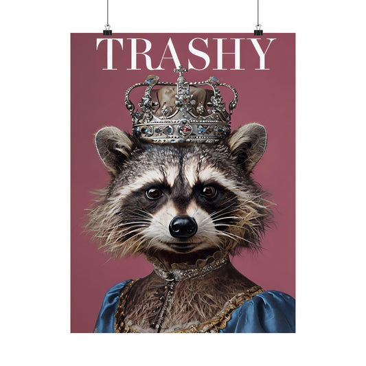 Whimsical Animal Art Poster, Vintage Trashy Raccoon Print, Quirky Wall Decor, Funny Animal Illustration, Unique Gift for Animal Lovers