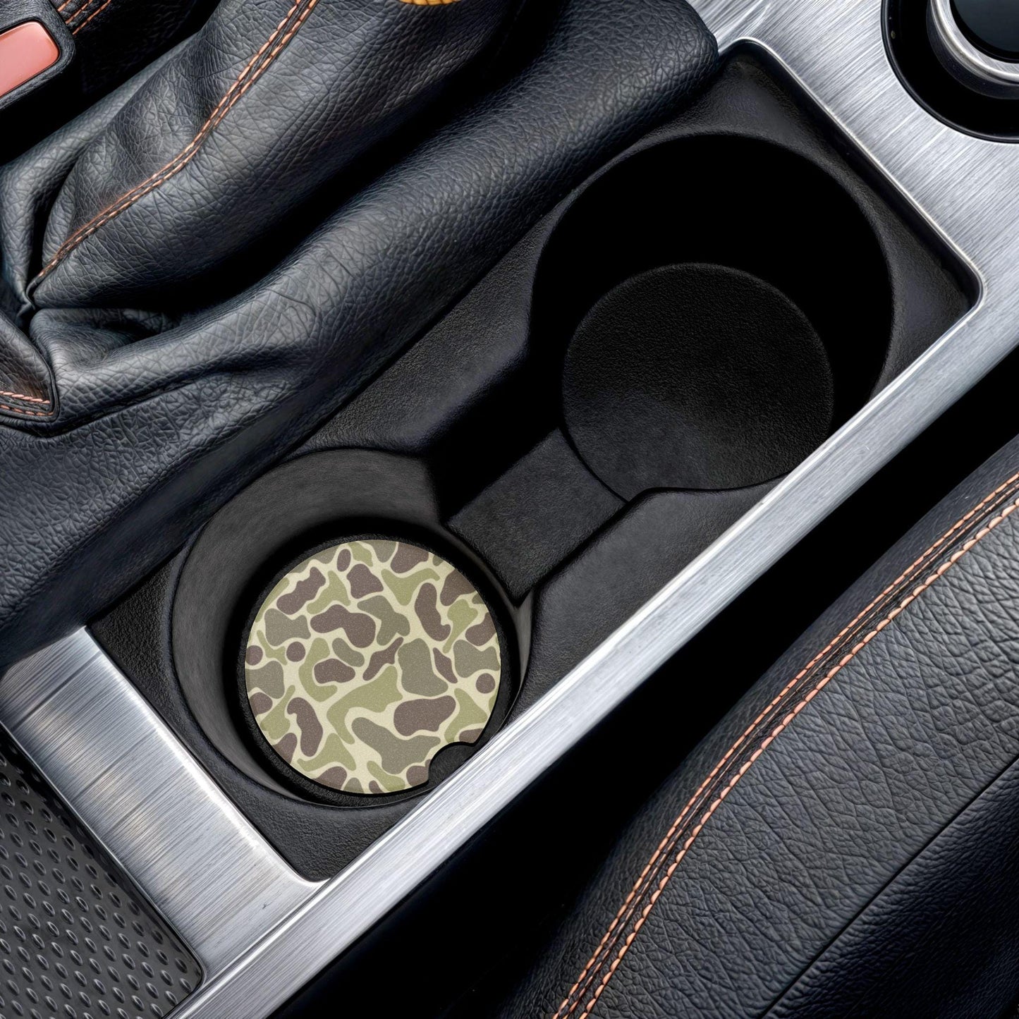 Car Coaster, Duck Camo Pattern Soapstone, Cup Holder Coasters, Absorbent Stone Coaster Set, Vehicle Accessories, Camouflage Design, Auto