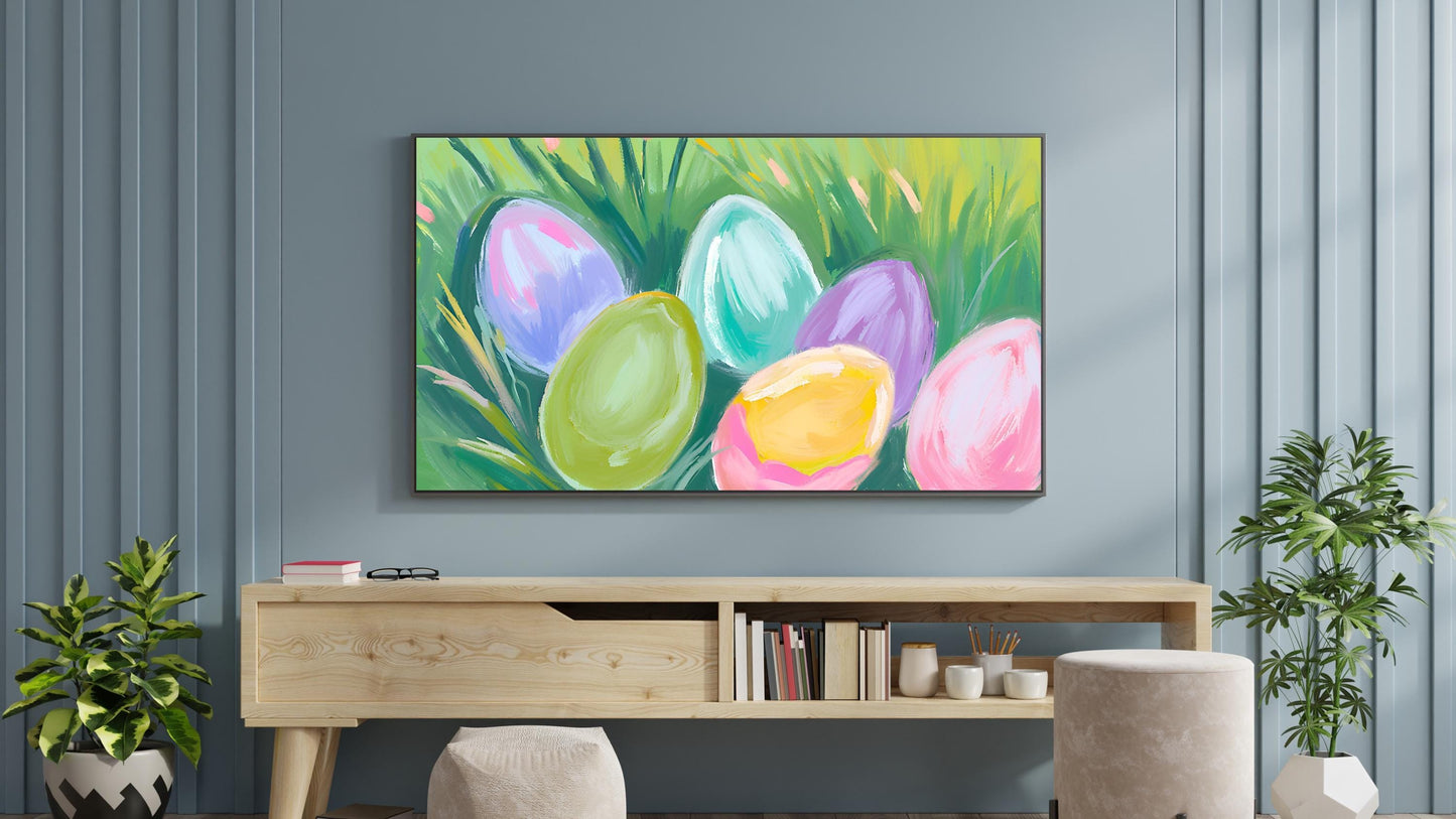 Frame Tv Spring Art | Easter Eggs Watercolor Digital Download Art File | Easter Art for Frame Tv
