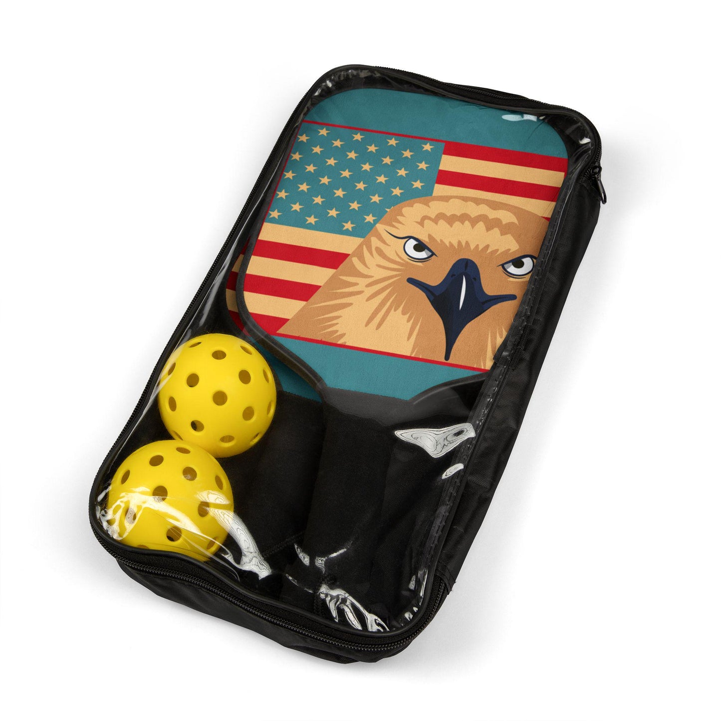 Patriotic Pickleball Paddle Set - Sports Gear for Pickleball Lovers, Fun Activity Kit, USA Flag Design, Gifts for Players, Summer Sports