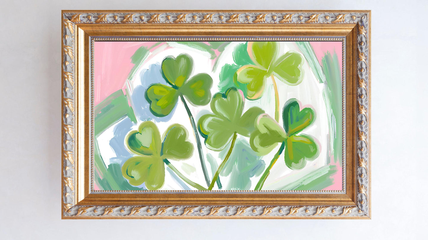 Frame Tv Spring Art | Shamrock Watercolor Digital Download Art File | St. Patrick's Day Art for Frame Tv