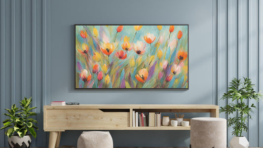 Frame Tv Spring Art | Floral Painting Digital Download Art File | Spring Flowers Art for Frame Tv